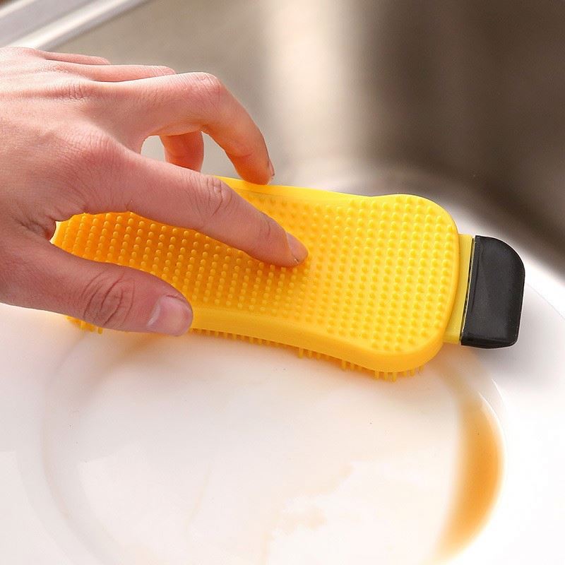 2020 Kitchen Cleaning Brush Silicone Dishwashing Brush Vegetable Fruit Dish Washing Cleaning Brushes Pot Pan Sponge Scrubber